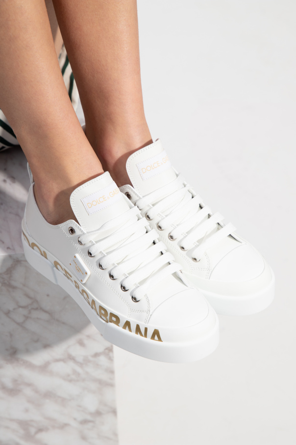 スニーカー DOLCE  GABBANA Women Sneakers CK2203AM78089662 White Portofino vintage calfskin sneakers in White for Women